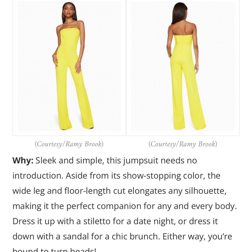 Ramy  Brook strapless yellow Vivian jumpsuit size 6 - Picture 11 of 12